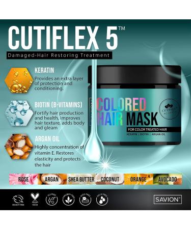 Savion Color Safe Hair Mask - Repair & Nourish Damaged Hair - with Keratin, Biotin, Collagen & Oils - Made in USA - Buy Online on SooperMarket.com