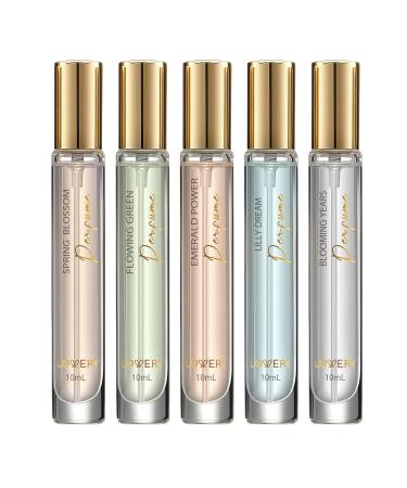 LOVERY Valentines Day Gifts For Her and Him Perfume Set Pack of 5 - Perfume Sampler Sets for Women & Men with Leather Pouch - 10ml Mini Perfume for Travel Gifts Solo Scent & Layering Fragrances Floral - Buy Online on SooperMarket.com
