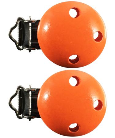 Pacifier clip 2x clips orange wood pollutant-free pacifier clip baby clip