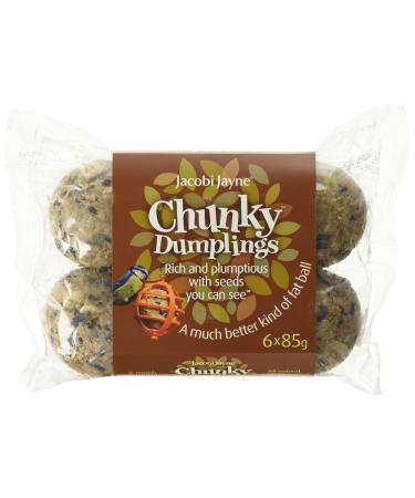 Fat Balls For Wild Birds - Jacobi Jayne Chunky Dumplings Premium Suet Balls - Pack Of 6 x 85g - High Energy Fat Balls Wild Bird Food Feed To Attract Small Wild Birds Year Round Beef 510 g (Pack of 1)