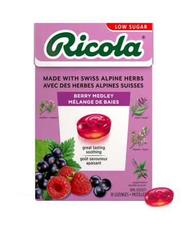 Ricola Berry Medley Cough Suppressant Throat Drops 18 Count Box