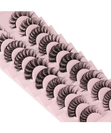 Yawamica D Curly Strip Lashes - 10 Pairs Russian Volume Mixed Natural Wispy Mink False Eyelashes - Buy Online on SooperMarket.com
