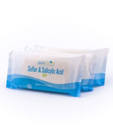 Dermaharmony Sulfur and Salicylic Acid Bar Soap 3.7 oz   (Made in the USA) (3 Bars)