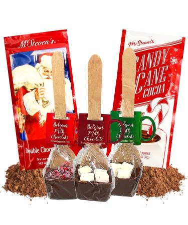 Belgian Milk Chocolate Spoons Individually Wrapped with Mini Dehydrated Marshmallows and Individual Packets of Cocoa Powder Holiday Stocking Stuffers Pack of54 1.25 Ounces Each