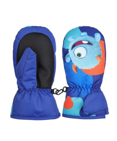 FAYHIJUN Waterproof Kids Mittens Toddler Winter Cold Weather Thermal Fleece Lined Warm PU Palm Gloves Snow Ski Glove for Age 1-9 Boys Girls Baby Skiiing Snowboarding Cycling Running Walking Outdoor Blue S(Age1-3)