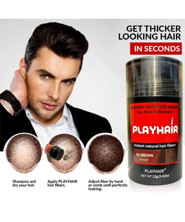 Hair Building Fibers for Instant Volume & Coverage | Conceal Thinning Hair & Bald Spots | Suitable for Men & Women (Black & Dark Brown - Buy Online on SooperMarket.com