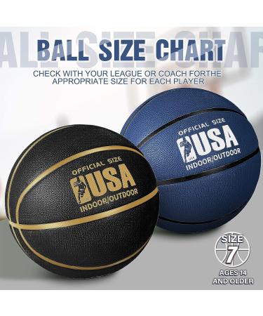 Lenwen Official Size Basketball Set - Size 7 Indoor Outdoor Rubber Ball with Pump for Youth & Adults - Navy Black - Buy Online on SooperMarket.com