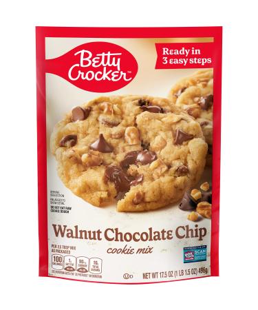 Betty Crocker Cookie Mix, Walnut Chocolate Chip, 17.5 oz Pouch (Packaging May Vary)