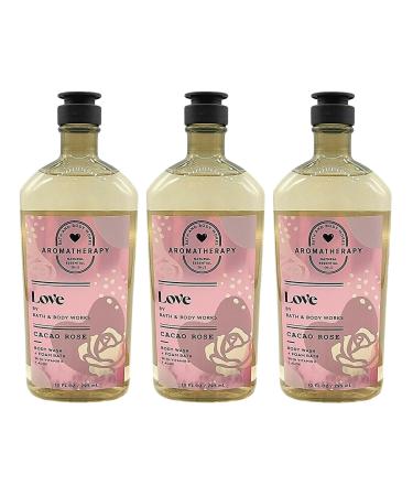 Bath & Body Works Aromatherapy Cacao Rose Body Wash & Foam Bath Gift Sets 10 fl oz per Bottle (3 Pack) (Cacao Rose)