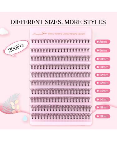 Parriparri 20D D Curl Cluster Lashes - 200 Pcs | Reusable Soft Russian Lashes Extension | DIY at Home | 0.07D-20D-Mix | 8-16MM Individual False Eyelashes - Buy Online on SooperMarket.com