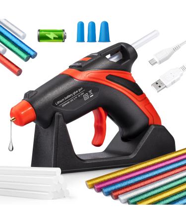 Cordless   Calaytaly Rechargeable Cordless with 30PCS Glue Sticks (7mmx150mm)  Fast Preheating & Automatic Power-Off System Hot Melt glue gun for Quick Repairs  DIY & Xmas Red