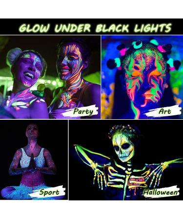 CCbeauty UV Glow Face Body Paint Palette | 8 Neon Colors | Water Activated | Safe & Washable | Halloween Makeup Kit + 10 Brushes - Buy Online on SooperMarket.com