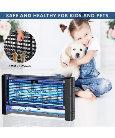 Homesuit Indoor Bug Zapper 20W Electric Mosquito Moth Wasp Insect Fly Trap Light | 3000V Powerful Bug Lamp for Home & Office | Includes 2 Replacement Bulbs - Black - Buy Online on SooperMarket.com