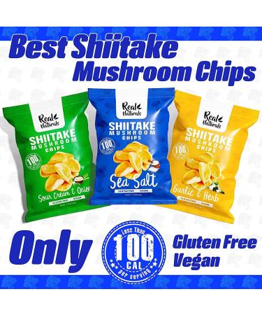 Shiitake Mushroom Chips - (6 pack) Vegan prawn crackers Less than 100 calories Gluten Free mushroom snack. Sea Salt flavour. - Buy Online on SooperMarket.com