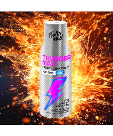Fruttamax Thunder Max Light Energy Syrup - Sugar-Free Zero-Calorie Drink with Caffeine & Taurine | 500ml - Buy Online on SooperMarket.com
