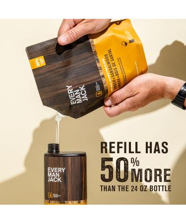 Every Man Jack Amber & Sandalwood Body Wash Refill - Naturally Derived Paraben Free 36oz Pouch + 24oz Bottle - International Shipping Available - Buy Online on SooperMarket.com