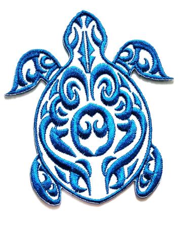 Nipitshop Patches White Blue Turtle sea Animal Fantasy Cartoon Kids Patch Embroidered Iron On Patch for Clothes Backpacks T-Shirt Jeans Skirt Vests Scarf Hat Bag