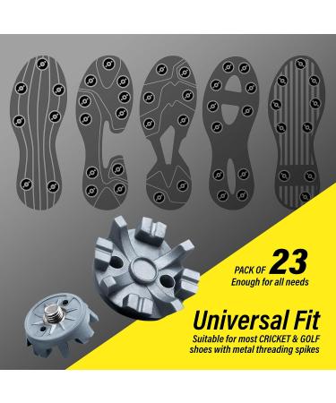 SOLM8 Screw-in Spikes Replacement for Golf Shoes & Cricket Spikes | Easy to Install Metal Threading | 1/4 Inch Size (23 Count + 1 Spanner) - Buy Online on SooperMarket.com