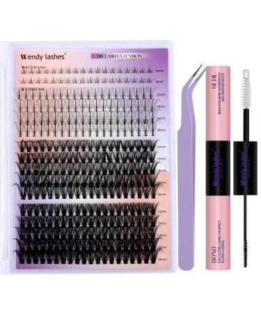 DIY Lash Extension Kit Lash Clusters With Bottom Lashes 20/30/40/50D 12-18mm Multi-types Individual Lashes Bond and Seal Spike Volume Lashes Kit Lash Applicator(40/50 Kit) 40/50P D Kit
