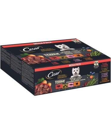 Cesar NATURAL GOODNESS Premium wet dog food in a bowl 4 varieties in sauce in terrine mega pack 24x100g