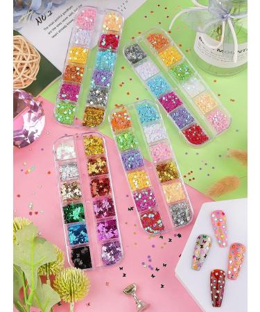 Kalolary 4boxes Holographic Nail Art Glitter Sequins - Valentine's Day Decoration - Buy Online on SooperMarket.com
