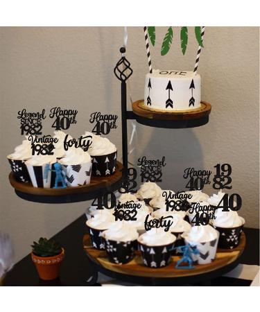 Rsstarxi 48 Pack Black Vintage 1982 Cupcake Toppers - Happy 40th Number 40 Cupcake Picks for 40th Birthday and Anniversary Party Decorations - Buy Online on SooperMarket.com