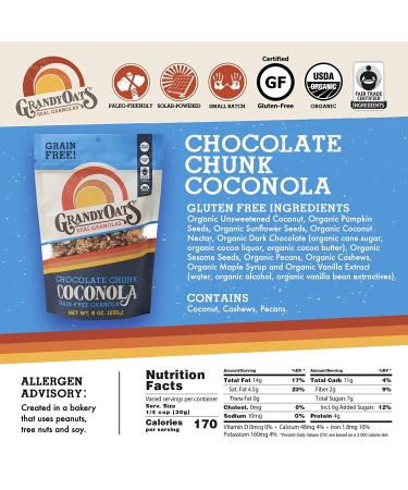 GrandyOats Organic Coconut Granola Variety Pack Coconola - Gluten Free, Paleo Friendly, Grain Free - 9oz Bags, Bulk Pack of 3 - Buy Online on SooperMarket.com