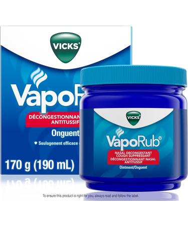 Vicks VapoRub Nasal Decongestant Cough Suppressant Relief from Cold Aches & Pains Chest Rub Ointment Original scent 170 g/190 mL 190 mL Original - Buy Online on SooperMarket.com