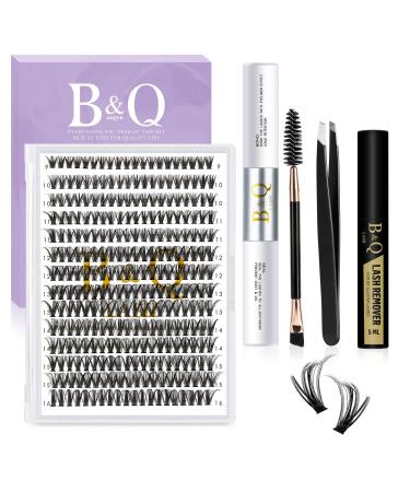 B&Q DIY Eyelash Extension Kit 280 PCS Cluster Lashes Kit D 9-16MIX Diy Lash Extensions Kit with Lash Bond and Seal Lash Remover Lash Applicators for Lash Clusters Lash Kit (Kit-40D-D Curl 9-16mm) kit-40D-D Curl 1 count (Pack of 1)