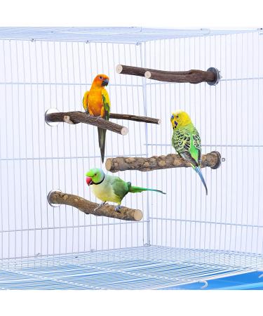 Mogoko 4 Pcs Bird Perches - Natural Wood Parrot Stand for Conure, Budgie, Parakeet - Cage Accessories and Toys - Platform Style 2 - Buy Online on SooperMarket.com
