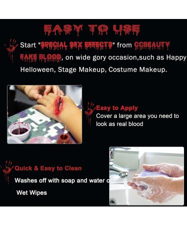 CCBeauty 2.1oz Fake Blood - Washable Splatter Makeup for Halloween Costume & Special Effects - Safe & Realistic Vampire Blood - 2 packs - Buy Online on SooperMarket.com