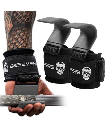 Gymreapers Weight Lifting Hooks (Pair), Heavy Duty Power Wrist Straps Hand Grip Support for Deadlifts, Pull Ups, Shrugs - Gym Gloves for Men and Women Gray