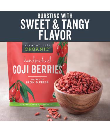 Viva Naturals Organic Dried Goji Berries - Non-GMO, Vegan, 1 lb | Perfect for Baking & Healthy Snacks - Buy Online on SooperMarket.com