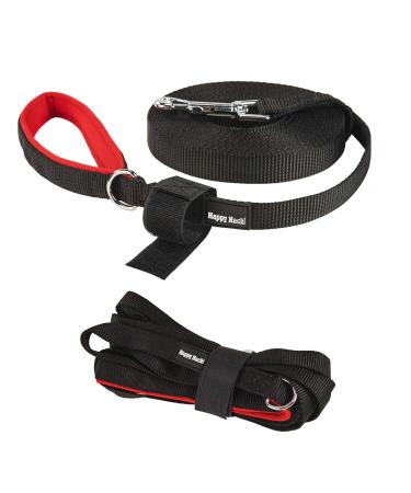 Lampop Dog Training Lead Leash Heavy Duty Strong Nylon Long Line Lead with Soft Padded Handle for Large Medium and Small Dogs Training Running Tracking Camping or Backyard (L15m/50ft Black) L: 15M/50FT Black