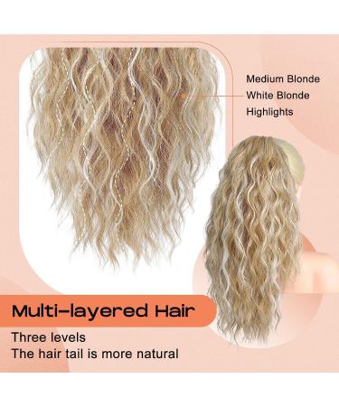 PORSMEER Ponytail Extension Claw Clip Ponytail Hair Extensions Blonde highlights Natural Looking Long Curly Wavy Multi Layered Fluffy Synthetic Hairpiece for Women Girls Daily Wear or Party 18inch Ash Blonde with Highlights - Buy Online on SooperMarket.com