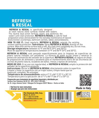 FILA Surface Care Solutions REFRESH & RESEAL Countertop Sealer 24 OZ - Marble Cleaner Sealer - Buy Online on SooperMarket.com