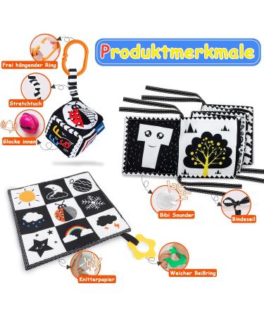 Buy Kuango Baby Toys 0-3 Months | Black & White Contrast Fabric Books for Cot & Stroller | Perfect Gift Sets for Newborns - Buy Online on SooperMarket.com