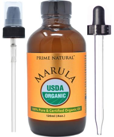 Organic Marula Oil 4oz/120ml - USDA Certified - Cold Pressed , Unrefined , Virgin - 100% Pure, Natural, Vegan, Best for Face, Body , Hair , Nails , Skin Care