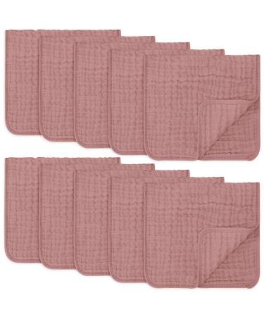 Comfy Cubs Muslin Spitting towels 6 set large 100% cotton hand wash flaps 6 layers extra absorbent and soft (mauve 10-pack) mauve pack of 10