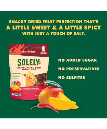 Solely Organic Spicy Mango Strips with Chili and Salt 2.8 oz (Pack of 8) | Vegan, Non-GMO, No Added Sugar | Dried Mango Snack - Buy Online on SooperMarket.com