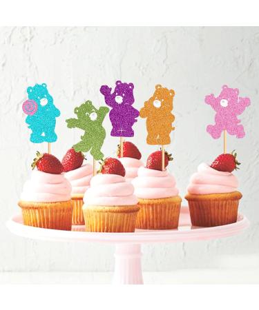 Cyodoos 25pcs bears Cake Toppers Cupcake Decorations bears Birthday Party Supplies Decorations Baby Shower Cake Decorations for Gender Reveal Theme Kids Birthday Party Supplies Color - Buy Online on SooperMarket.com