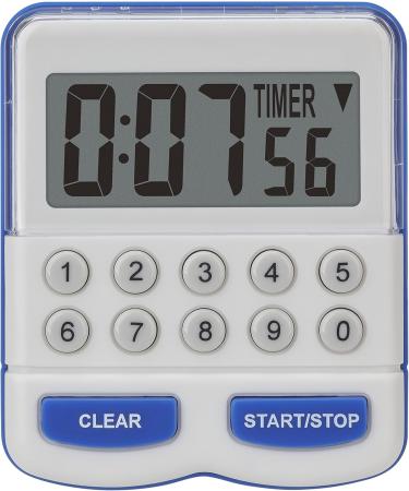 TFA Dostmann Electronic Timer & Stopwatch - Digital Kitchen Timer in White/Blue | Compact Size L 64 x W 25 x H 76 mm - International Shipping Available - Buy Online on SooperMarket.com