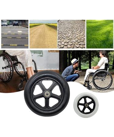 Wheelchair Front Wheel 8Inch Wheelchair Front Wheel(1 Pair) Solid Replacement Wheels for Wheelchair Rollators Walk 5/16"(8 Mm) Bearing/Gray(Black) - Buy Online on SooperMarket.com