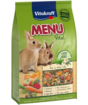 Vita power menu vital feed for dwarf rabbits with lucerne with apple with pumpkin enriched with herbs without adding sugar and grain (1x 3kg) 3 kg (1 Pack)