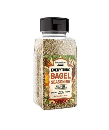 Everything Bagel Seasoning By Unpretentious Baker, 2 Cups, Add Texture & Flavor to Any Recipe, Mix of Sesame Seeds, Poppy Seeds, Garlic, Onion & Salt, Convenient Shaker Jar 1 Pound (Pack of 1)