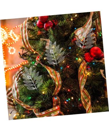 Abaodam 5pcs Christmas Simulated Leaves Gold Dining Table Christmas Glitter Stems Creative Pendant Bride Silver 41x20x0.1cm - Buy Online on SooperMarket.com