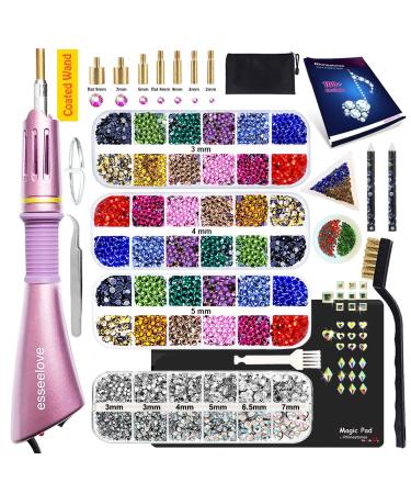 Hotfix Applicator Tool, DIY Hot Fix Rhinestone Setter, Hot Fixed Kit, 5679 Pcs, AB, Clear, 34/30/20/16/10SS, 12 Colors, Bigger Rhinestones, Gem Picker, Bedazzler Kit with Rhinestones