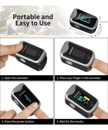 LOVEWEE Upgraded Pulse Oximeter - SpO2 & Heart Rate Monitor with Large OLED Display | Portable Fingertip Oximetry (Black-Silver) - Fast International Shipping - Buy Online on SooperMarket.com