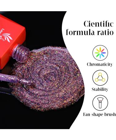 Lavender Violets 15ml Gel Nail Polish - Purple Irregular Sequins Golden Fireworks Colour - Salon Quality UV LED Soak Off Manicure Pedicure - Milky Way A0685 - Buy Online on SooperMarket.com