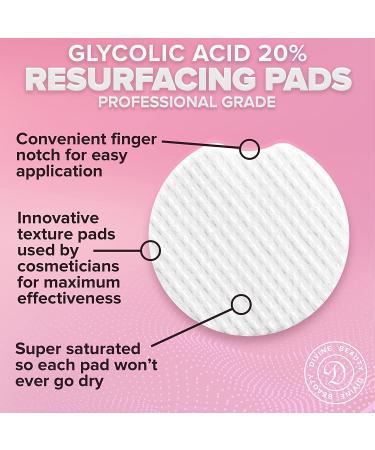 Glycolic Acid 20% Resurfacing Pads with Vitamins B5, C & E - 50 Peel Pads for Smooth Skin, Reduce Wrinkles - Buy Online on SooperMarket.com